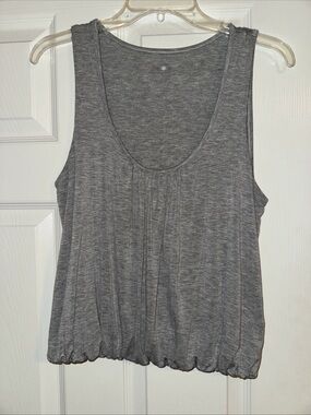 Three Dots Gray Pleated Scoop Tank Top